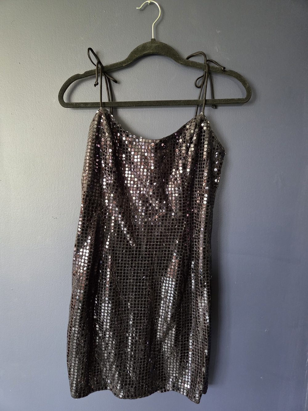 Diamond Supply Co. Black Sequin Mini Slip Dress